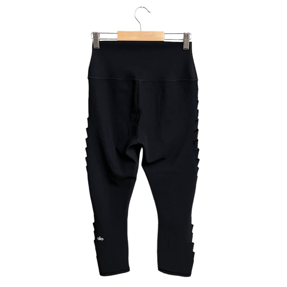 Alo Yoga High Waist Side Sliced Capri Crop Leggings Black - Picture 3 of 5